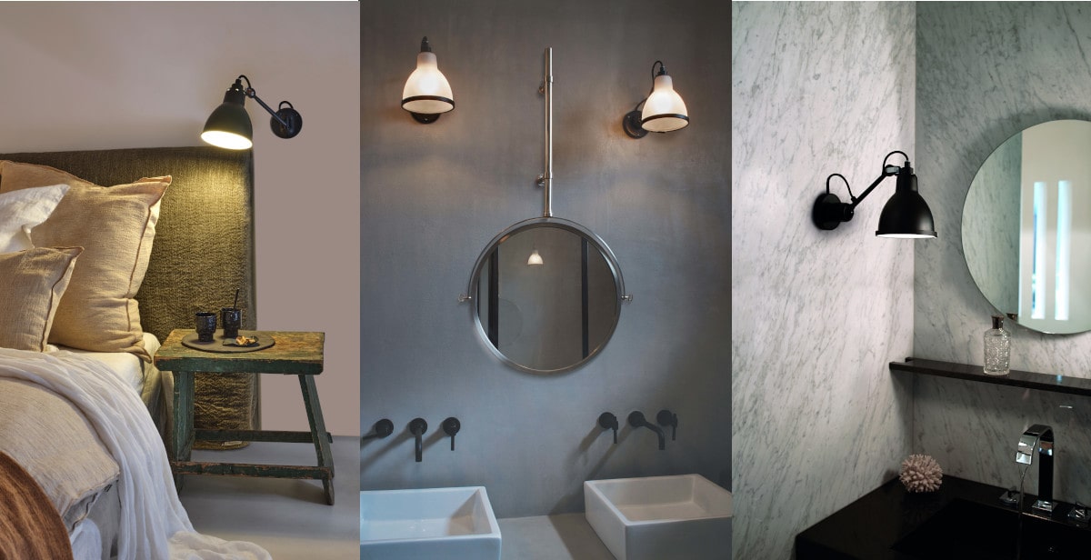 Arkitektvæglamper fra Lampe Gras-serien med æstetisk design