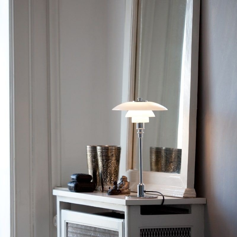 Louis Poulsen PH 2/1 bordlampe med hvidt opal glas